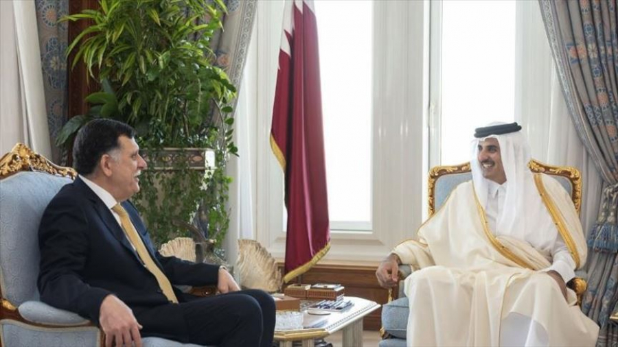 السراج وأمير قطر يبحثان الأوضاع السياسية والأمنية بليبيا