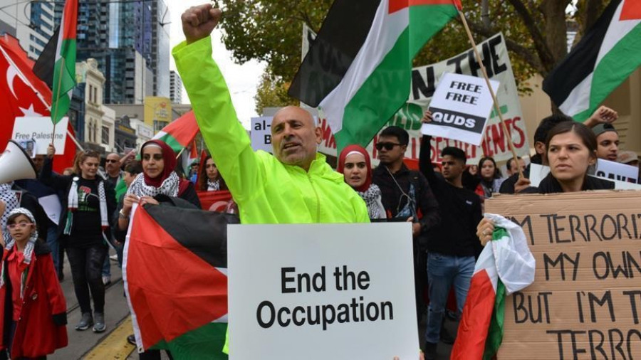 تظاهرة في ملبورن الأسترالية للتنديد بالمجزرة الإسرائيلية في غزة
