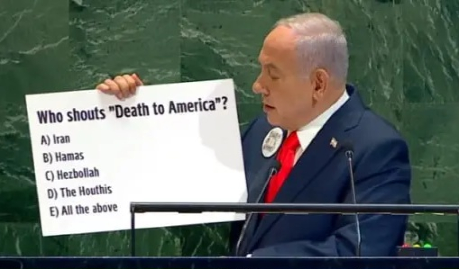 Netanyahu has come to the UN with a handout again