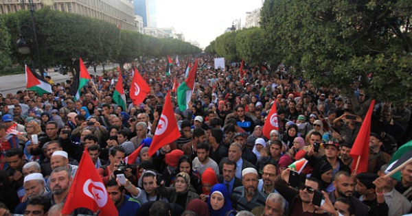 راهپیمایی جنبش نهضت تونس به نشانه همبستگی با ملت فلسطین