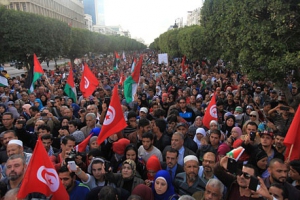 راهپیمایی جنبش نهضت تونس به نشانه همبستگی با ملت فلسطین