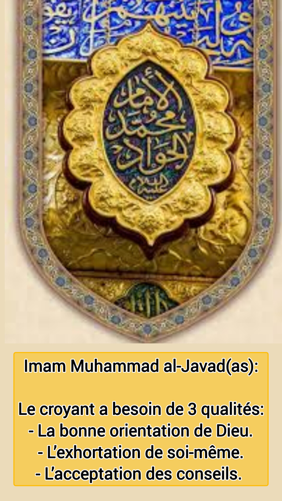 LA SAGESSE, QUELQUES PAROLES DE L' IMAM MUHAMMAD AL-JAWAD(as):