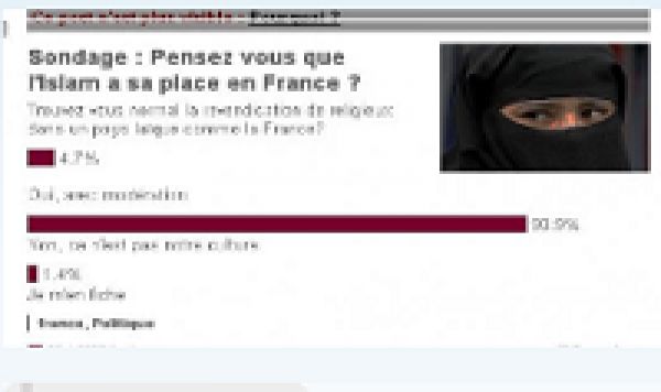 74% des Français qualifient l’islam de religion &quot;intolérante&quot;!!!