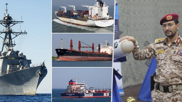 Satu Kapal Perusak dan Tiga Kapal Logistik Militer AS Diserang Pasukan Yaman