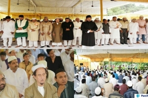 लखनऊ में शिया-सुन्नी मुसलमानों ने एक साथ खड़े होकर अदा की ईद की नमाज़