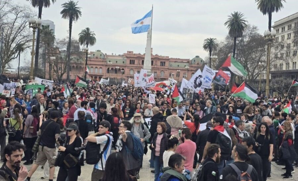 अर्जेंटीना की राजधानी ब्यूनस आयर्स में फिलिस्तीन के समर्थन में विरोध प्रदर्शन