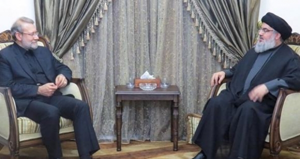 سید حسن نصراللہ کی ایرانی پارلیمنٹ کے اسپیکر کے ساتھ ملاقات